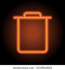 Trash simple icon vector. Flat design. Orange neon on black background.ai