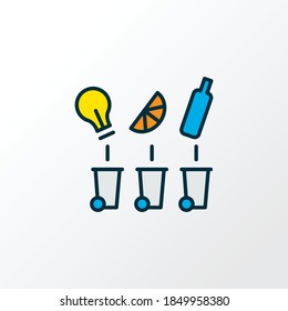 Trash sorting icon colored line symbol. Premium quality isolated garbage element in trendy style.