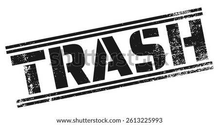 TRASH stamp. Grunge vector text seal. White background