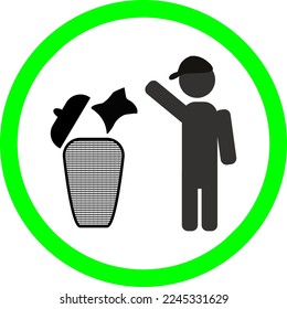 Trash symbol. Do not throw rubbish on the floor. Icon throw the trash in the recycle bin in vector