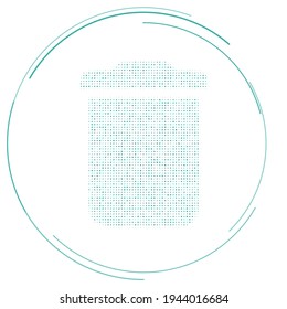 The trash symbol filled with teal dots. Pointillism style. Vector illustration on white background