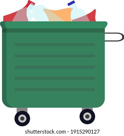 Trash trolley, illustration, vector on a white background.