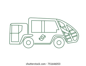 Trash truck icon green vector illustration isolated