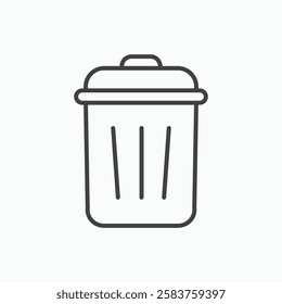 Trash vector icon isolated in black line