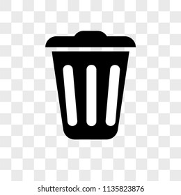 Trash vector icon on transparent background, Trash icon