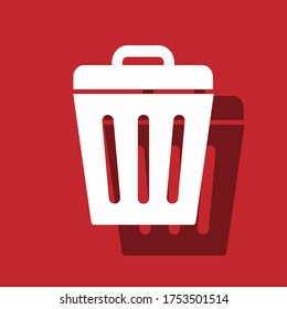 trash vector icon red bacgorund