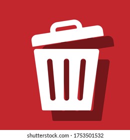icono del vector de basura bacgordo rojo