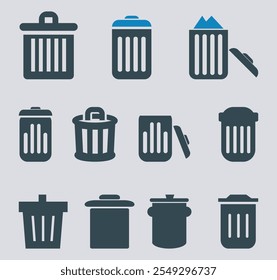 Trash Vector Icon Set. Trash Bin Icons. Delete Symbols, Rubbish Baskets icon