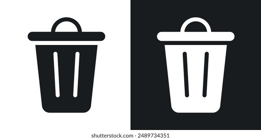 Trash vector icon set in solid black and white color
