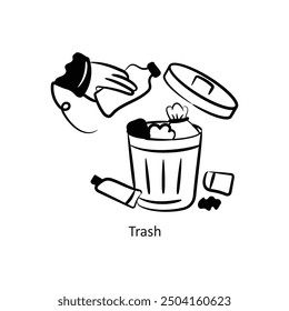 Trash vector outline style Design Vector Stock illustration. 