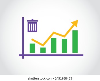 Trash Waste Garbage Dump Report Fluctuate Graph Bar Arrow