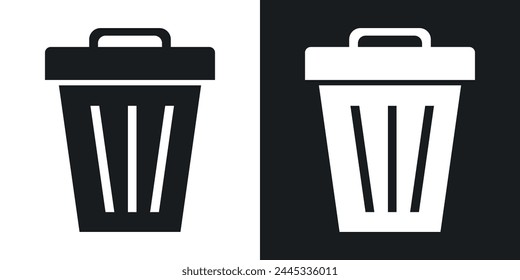 Conjunto de iconos de basura y residuos. Cesta de basura y símbolos de eliminación de chatarra.