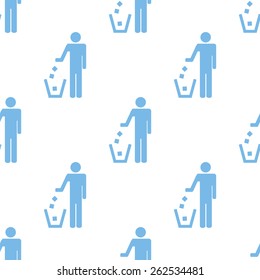 Trash white and blue seamless pattern for web design. Vector symbol