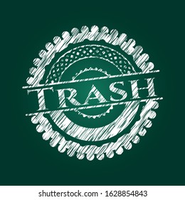 Trash written on a chalkboard. Vector Illustration. Detailed.