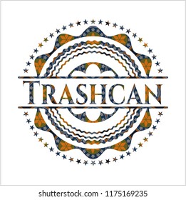 Trashcan arabic style emblem. Arabesque decoration.