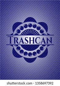 Trashcan badge with denim background