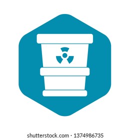 Trashcan containing radioactive waste icon. Simple illustration of trashcan containing radioactive waste vector icon for web