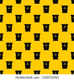 Trashcan containing radioactive waste pattern seamless vector repeat geometric yellow for any design