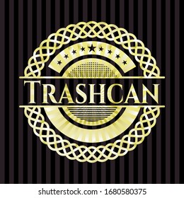 Trashcan golden emblem. Vector Illustration. Detailed.