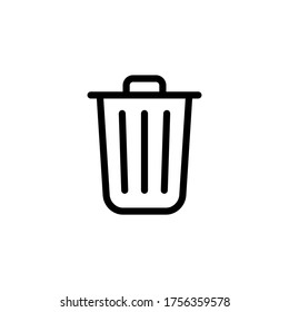 Trashcan Icon. Carbage Can Symbol. Flat Shape Delete Sign. Trash Container And Recycling Bin Logo. Vector Illustration Image. Isolated On White Background.