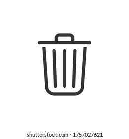 Trashcan icon. Carbage can symbol. Flat shape delete sign. Trash container and recycling bin logo. Vector illustration image. Isolated on white background.