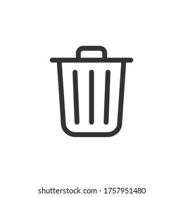 Trashcan icon. Carbage can symbol. Flat shape delete sign. Trash container and recycling bin logo. Vector illustration image. Isolated on white background.