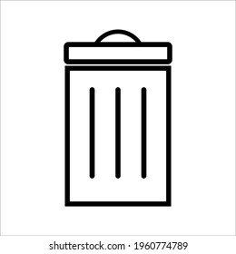 Trashcan icon. Carbage can symbol. Flat shape delete sign. Trash container and recycling bin logo. Vector illustration image. Isolated on white background.