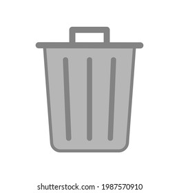 Trashcan icon. Carbage can symbol. Flat shape delete sign. Trash container and recycling bin logo. Vector illustration image. Isolated on white background.