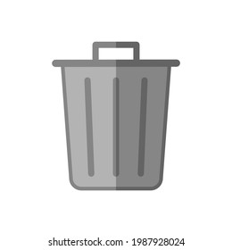 Icono de Trashcan. El símbolo del cubo de basura. Signo de eliminación de forma plana. Contenedor de basura y logotipo de la papelera de reciclaje. Imagen de la ilustración del vector. Aislado sobre fondo blanco.