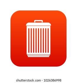 Trashcan icon digital red for any design isolated on white vector illustration