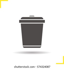 Trashcan icon. Drop shadow silhouette symbol. Dustbin. Trash bin. Negative space. Vector isolated illustration