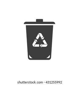 Trashcan icon. Flat vector illustration in black on white background.