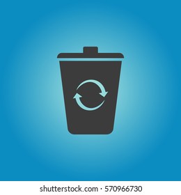 Trashcan icon. Flat vector illustration in black on white background. EPS 10