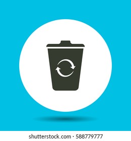 Trashcan icon. Flat vector illustration in black on white background.