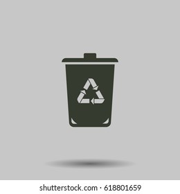 Trashcan icon. Flat vector illustration in black on white background.