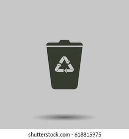 Trashcan icon. Flat vector illustration in black on white background.