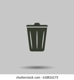Trashcan icon. Flat vector illustration in black on white background.