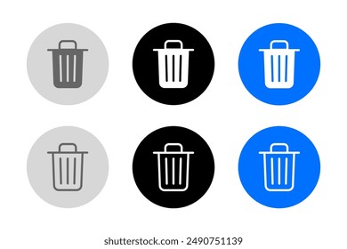 Trashcan icon. Garbage can symbol. Delete blue sign. Trash container logo. Trash bucket vector illustration