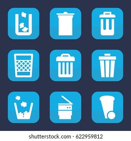 Trashcan icon. set of 9 filled trashcan icons such as trash bin