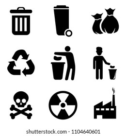 Trashcan icon set. Signs for infographic, logo, app development and website design.