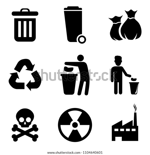 Trashcan Icon Set Signs Infographic Logo Stock Vector (Royalty Free ...