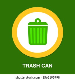 Trashcan Icon, Vector Trash Bin - Basket Illustration - Garbage Basket Symbol