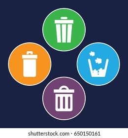 Trashcan icons set. set of 4 trashcan filled icons such as trash bin