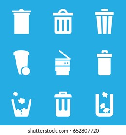 Trashcan icons set. set of 9 trashcan filled icons such as trash bin, delete trash bin