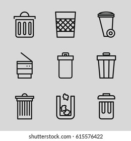 Trashcan icons set. set of 9 trashcan outline icons such as trash bin, delete trash bin