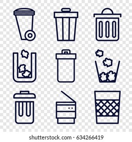 Trashcan icons set. set of 9 trashcan outline icons such as trash bin, delete trash bin