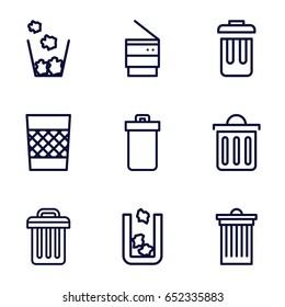Trashcan icons set. set of 9 trashcan outline icons such as trash bin, delete trash bin