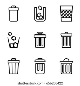 Trashcan icons set. set of 9 trashcan outline icons such as trash bin, delete trash bin