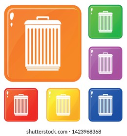 Trashcan icons set collection vector 6 color isolated on white background