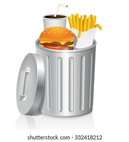  Trashcan with Junk food icon